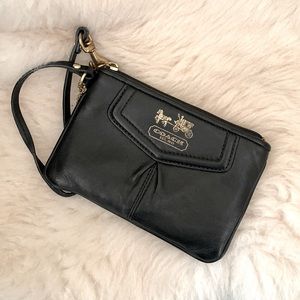 COACH Black Leather Wristlet Clutch